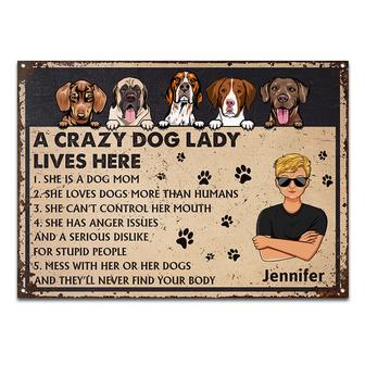 Dog Lovers A Crazy Dog Lady Live Here Custom Metal Sign - Thegiftio UK