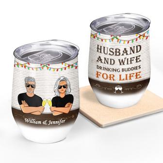 Family Old Couple Drinking Buddies For Life Custom Wine - Thegiftio UK