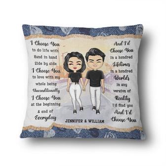 Chibi Couple I Choose You Custom Pillow - Gift for Couple - Thegiftio UK