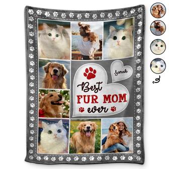 Custom Photo Best Fur Mom Dad Ever - Gift For Pet Lovers - Personalized Fleece Blanket, Sherpa Blanket - Thegiftio UK