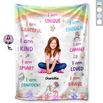 Custom Photo I Am Loved - Gift For Grandson, Granddaughter, Kids - Personalized Fleece Blanket, Sherpa Blanket - Thegiftio UK