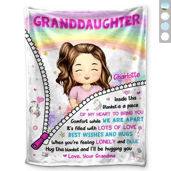 Hug This Blanket And I'll Be Hugging You - Gift For Granddaughter, Grandson, Kids - Personalized Fleece Blanket, Sherpa Blanket - Thegiftio UK