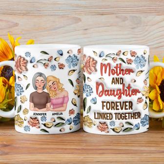 Mother Daughter Forever Linked Together Custom Mug - Thegiftio UK