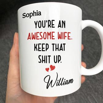 Text Pattern You Are An Awesome Wife Personalized Mug - Gift - Thegiftio UK