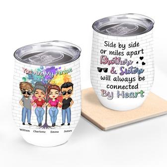 Side By Side Or Miles Apart Personalized Wine Tumbler - Thegiftio UK