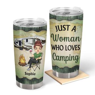 A Woman Who Loves Camping Custom Tumbler - Gift for Campers - Thegiftio UK
