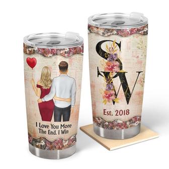 I Love You More Floral Alphabet Custom Tumbler - Couple Gift - Thegiftio UK