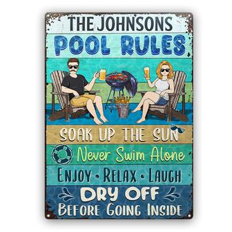 Pool Rules Soak Up The Sun Custom Sign - Gift for Couples - Thegiftio UK