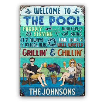 Poolside Proudly Serving Whatever You Bring Custom Sign - Thegiftio UK