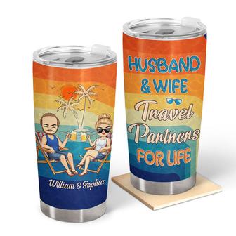 Husband And Wife Travel Partners For Life Custom Tumbler - Thegiftio UK