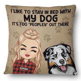 I Like To Stay In Bed With My Dogs Cats Custom Pillow - Thegiftio UK