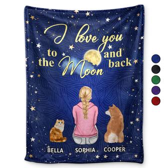 I Love You To The Moon And Back - Gift For Dog Lovers, Cat Lovers - Personalized Fleece Blanket - Thegiftio UK