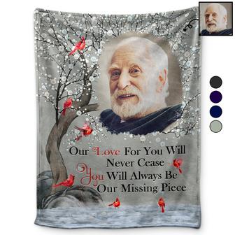 Custom Photo Our Love For You Will Never Cease - Memorial Gift For Family, Siblings, Friends - Personalized Fleece Blanket - Thegiftio UK