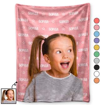 Custom Photo Baby Name - Gift For Kids, Grandchildren - Personalized Fleece Blanket - Thegiftio UK
