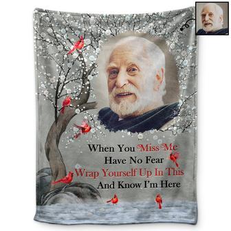 Custom Photo When You Miss Me - Loving, Memorial Gift For Family, Siblings, Friends - Personalized Fleece Blanket - Thegiftio UK