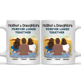 Mother And Daughters Forever Linked Together Custom Mug - Thegiftio UK