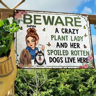 A Crazy Plant Lady & Her Spoiled Rotten Dogs Custom Metal - Thegiftio UK
