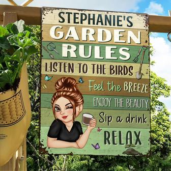 Garden Rules Feel The Breeze Custom Metal Sign - Thegiftio UK