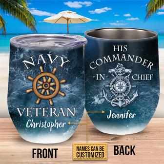 Navy Veteran Ocean And His Commander-in-chief Custom Wine - Thegiftio UK