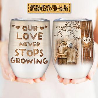 Old Couple Never Stops Growing Custom Wine Tumbler - Thegiftio UK
