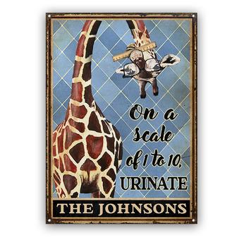 On The Scale Giraffe Personalized Metal Sign - Bathroom Gift - Thegiftio UK