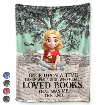 Once Upon A Time Reading Toile Background - Personalized Fleece Blanket, Sherpa Blanket - Thegiftio UK