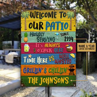 Patio Welcome Grilling Chilling Custom Metal Sign - Gift - Thegiftio UK