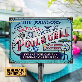 At Your Own Risk Personalized Metal Sign - Pool Lovers Gift - Thegiftio UK