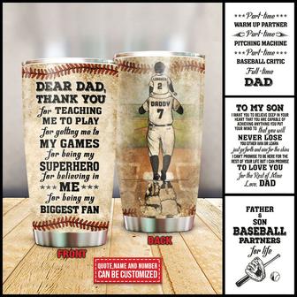 Baseball Dad And Son Thank You Custom Tumbler - Gift for Dad - Thegiftio UK