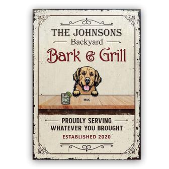 Backyard Bark Grill Personalized Sign - Gift for Dog Lovers - Thegiftio UK