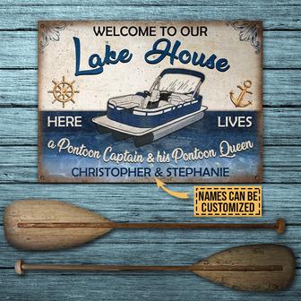 Pontoon Welcome Lake House Custom Metal Sign - Gift for Home - Thegiftio UK