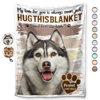 Custom Photo Dog Cat Hug This Blanket - Pet Memorial Gift, Sympathy Gift - Personalized Fleece Blanket - Thegiftio UK