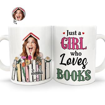 Custom Photo A Girl Loves Books Mug - Gift for Book Lovers - Thegiftio UK
