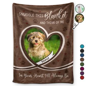 Custom Photo Dog Cat Pet Memorial Snuggle This Blanket And Think Of Me - Personalized Fleece Blanket, Sherpa Blanket - Thegiftio UK