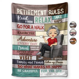 Retirement Rules - Personalized Fleece Blanket, Sherpa Blanket - Thegiftio UK