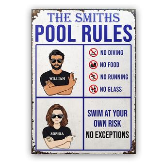 Pool Rules No Diving Personalized Metal Sign - Gift for Home - Thegiftio UK