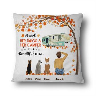 Dog Lovers Camping Girl It's A Beautiful Thing Custom Pillow - Thegiftio UK
