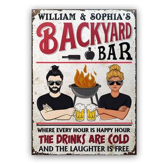 Backyard Bar Every Hour Is Happy Hour Custom Metal Sign - Thegiftio UK