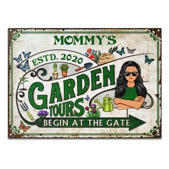 Garden Tours Begin At The Gate Personalized Metal Sign - Thegiftio UK