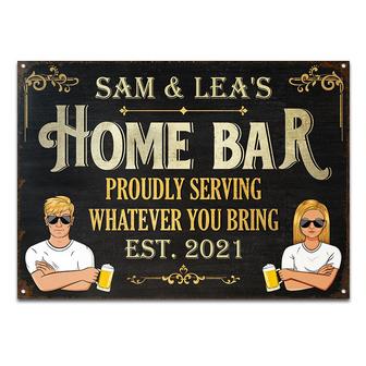 Home Bar Welcome Proudly Serving Custom Metal Sign - Gift - Thegiftio UK