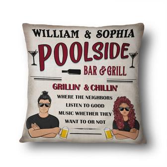 Pool Bar And Grill Personalized Pillow - Gift for Friends - Thegiftio UK