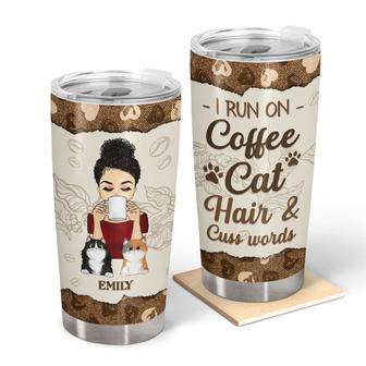I Run On Coffee Personalized Tumbler - Gift for Cat Lovers - Thegiftio UK