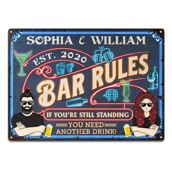 Bar Rules Another Drink Custom Metal Sign - Gift for Family - Thegiftio UK