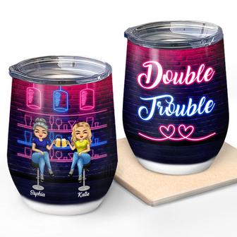 Double Trouble Personalized Wine Tumbler - Gift for Besties - Thegiftio UK