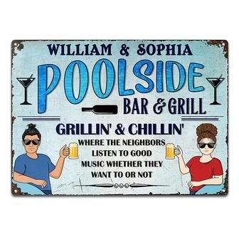 Poolside Grilling And Chilling Custom Metal Sign - Thegiftio UK