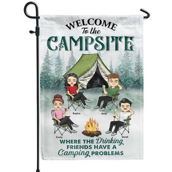 Where The Drinking Friends Custom Flag - Camping Lovers Gift - Thegiftio UK