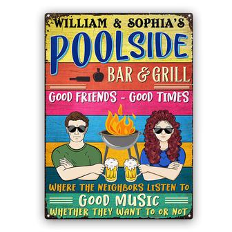 Poolside Bar And Grill Good Times Custom Metal Sign - Gift - Thegiftio UK