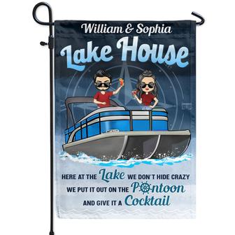 Pontoon Here At The Lake We Don't Hide Crazy Custom Flag - Thegiftio UK