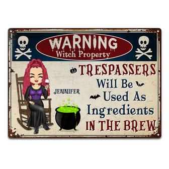 Halloween Witch Warning Personalized Metal Sign - Gift - Thegiftio UK