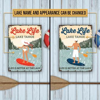 Paddleboarding Lake Life Custom Metal Sign - Gift for Family - Thegiftio UK